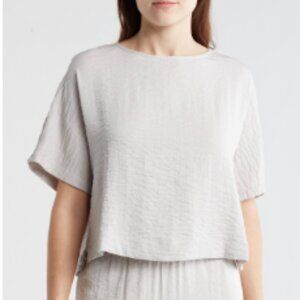 Adrianna Papell Crinkle Boxy Crop T-Shirt